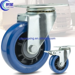 Pengxing – <span class=keywords><strong>roulette</strong></span> en caoutchouc élastique bleu 3/4/5 pouces plaquée de Zinc, noyau en <span class=keywords><strong>plastique</strong></span> Pp, boîtier de vol industriel Standard, roulettes rigides - Product Image 5