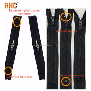 Dây kéo nhà máy vô hình xoắn nylon đen cao su trượt 3 # đảo ngược không thấm nước Nylon dây kéo cho Jersey đi xe đạp dây kéo - Product Image 5