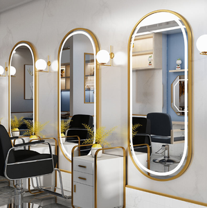 Grands miroirs dorés sur toute la longueur Equipement de salon de coiffure avec lumière LED pour meubles de salon Miroir de coiffure - Product Image 3