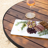 Plateau de table à manger moderne en bois massif de Merbau pour mobilier de salle à manger extérieure, hôtels et villas, avec couvercle pour foyer