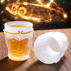 Vaso de Whisky Creativo con Diseño de Sun Wukong, Escultura 3D, Borde Dorado, Acabado Esmerilado, Regalo para Hombre - Product Image 1