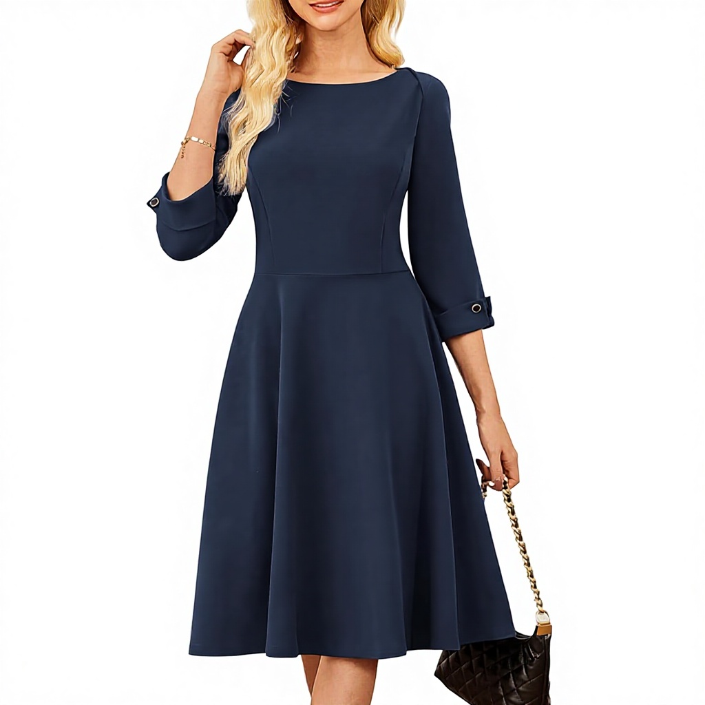 slim fit dress slacks Multicolor Fit And Flare Midi Dresses · Filly Flair main image 0