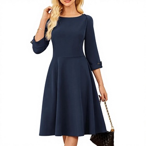 green emerald velvet dress CLOCOR Women's Midi Dress 3/4 Sleeves A-Line Fit and Flare Casual Dress  Cocktail Wedding Guest Party Dress with Pockets Black Red M at Amazon  Women's Clothing store main image 0