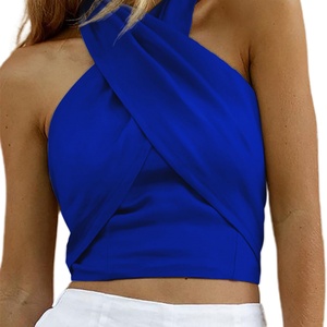 Top corto sexy para mujer, estilo halter cruzado, sin mangas, con espalda descubierta, para fiesta o discoteca - Product Image 3