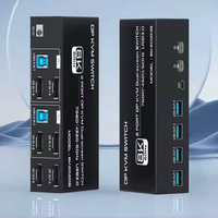Commutateur KVM FJ-8K202DB OEM USB-C DP 1.4 à câble unique, contrôle de 2 PC, périphériques USB 3.0 et commutation simultanée 8K 60Hz 2 ports DP