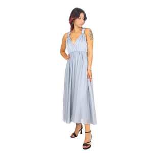 Vestido de Mujer Verde sin Mangas con Cuello en V, Largo Midi, Tela Fluida, para Fiesta - Product Image 3