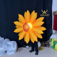 Nouveau design de ballon gonflable en forme de tournesol avec lumière LED pour la décoration de parcs et de festivals de musique, fleur gonflable pour la publicité