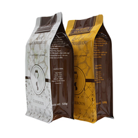 Sacs à café à fond plat personnalisés imprimés de 125g, 250g, 500g, 1kg, sacs d'emballage pour grains de café avec valve