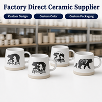Tasse à café en céramique avec motif d'ours personnalisé, en grès, sérigraphiée, pour mère Produits en vrac