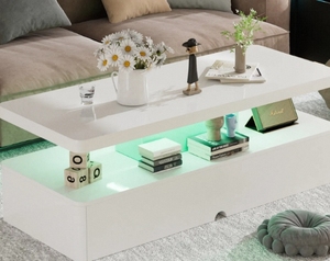 Thiết kế hình chữ nhật hiện đại Bàn cà phê 2 tầng với đèn <span class=keywords><strong>LED</strong></span> cho nội thất phòng khách gia đình - Product Image 3