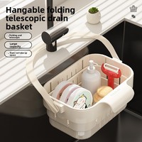 Opvouwbare hangende gootsteenafvoermandje, keuken gootsteen voedselresten filtermandje met handvat, afneembaar voor het wassen van afvalfilter