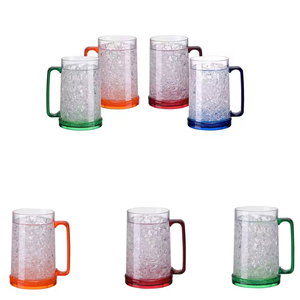 Gel aislado de doble pared, pinta de plástico, congelable, 16 oz, claro, rojo, verde, azul, enfriador, cerveza helada, taza de jugo de agua - Product Image 1