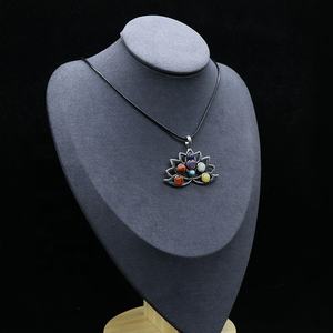 Cristallo curativo naturale equilibrio <span class=keywords><strong>energia</strong></span> 7 Chakra lega di loto meditazione Yoga collana ciondolo regali di festa accessori Fengshui - Product Image 3