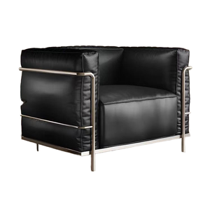 Chambre à coucher d'hôtel de luxe salon fauteuil de loisirs cuir synthétique chaise d'appoint moderne noir bureau à domicile salle à manger - Product Image 1