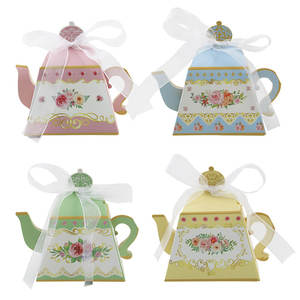 Spring Mini Flower Tea Party Favor Cajas de regalo Tetera Candy Treat Box Decoraciones temáticas para boda Cumpleaños Baby Shower - Product Image 1