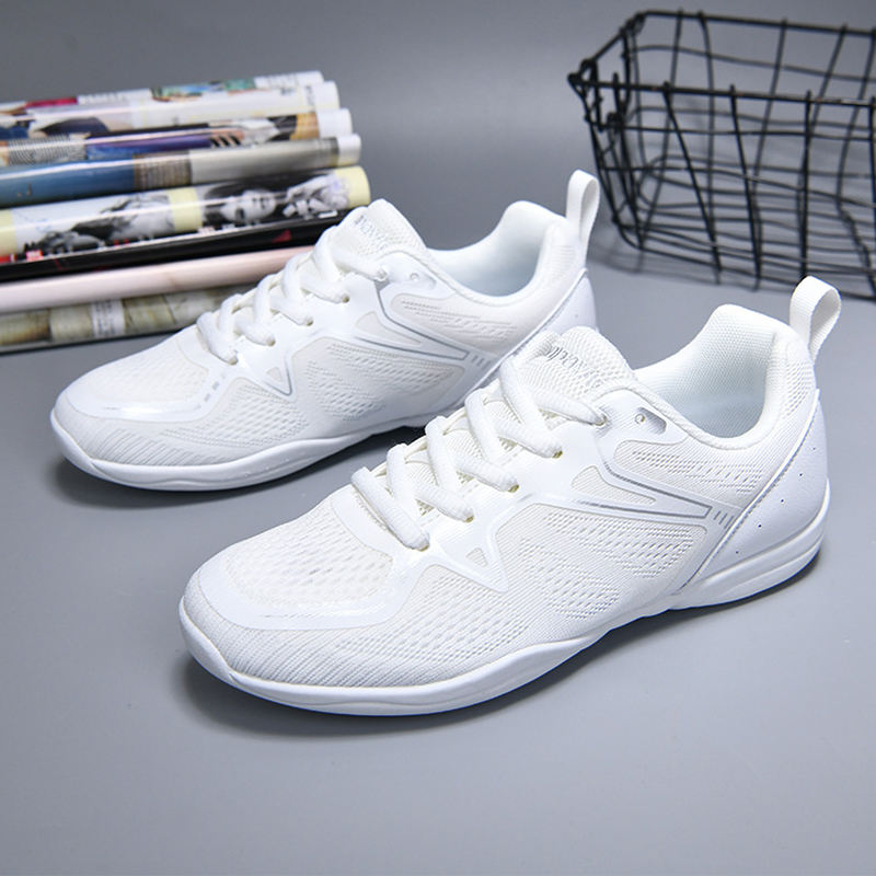 Zapatos de alegría para niñas jóvenes, zapatos de baile atléticos de  porristas blancos, zapatillas de tenis para entrenamiento deportivo de - Main Image
