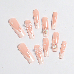 <span class=keywords><strong>Faux</strong></span> <span class=keywords><strong>ongles</strong></span> à presser 24 pièces en ABS avec colle <span class=keywords><strong>gel</strong></span>, brillants et pailletés, longs, forme cercueil carrée, style français, personnalisables avec logo <span class=keywords><strong>pour</strong></span> les doigts - Product Image 6