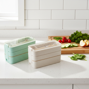 3-in-1 900ML Japanese <strong>Bento</strong> <strong>Box</strong> for Adults Cute Style Microwaveable Meal Prep Container Triple-Tier BPA Free Eco-Friendly - Product Image 2