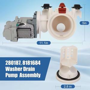 Bomba de drenaje para lavadora, 120V, plástico duradero, para modelos Whirlpool Duet Epic 280187 8181684 - Product Image 2