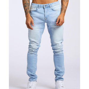 Jean slim élégant pour homme en denim extensible, taille mi-haute, couleur unie délavée, coupe crayon, pour soirée et tenue décontractée - Product Image 5