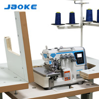 Machine à surjeter industrielle entièrement automatique JAOKE à lit plat, en fer et plastique, 3/4/5 fils, avec coupe-fil automatique et coupe-bord, alimentation différentielle