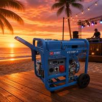 Générateur diesel silencieux YC7GF-3 7kW 8kW 50Hz portable monophasé/triphasé 230V/400V refroidi par air avec roues