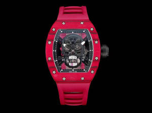 Montre mécanique automatique de luxe de style crâne rectangulaire en fibre de carbone, de haute qualité, avec bracelet en caoutchouc et cadran à aiguilles - Product Image 3