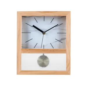 Pendulum Clock Table Desk Standing Wooden Made Clock With Glass Cover