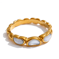 JINYOU 7711 Größe 6789 Eleganter Muschel-Edelstahlring PVD Echtvergoldet Ins-Style Strukturierter Ring für Damen