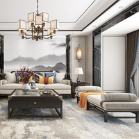 Design d'intérieur contemporain pour salon, ensemble de canapés modulaires sur mesure, papier peint mural 3D et service complet de décoration résidentielle