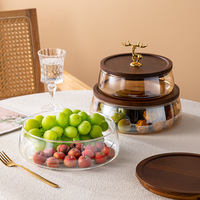 Plateau à fruits en verre hermétique et boîte à fruits secs et noix, rangement de collations pour table basse, modèle pour salon domestique