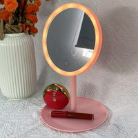 Mode haute qualité LED avec écran tactile forme ronde miroir de maquillage avec 3 lumières LED choisir miroir de maquillage