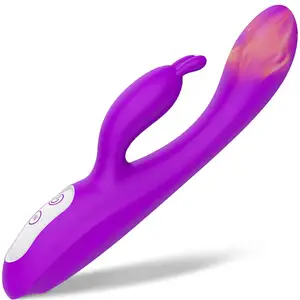 Vibrador de coelho de ponto G aquecido-9 vibrações poderosas, motores duplos para estimular o clitóris e o prazer do ponto G-perfeito para mulheres