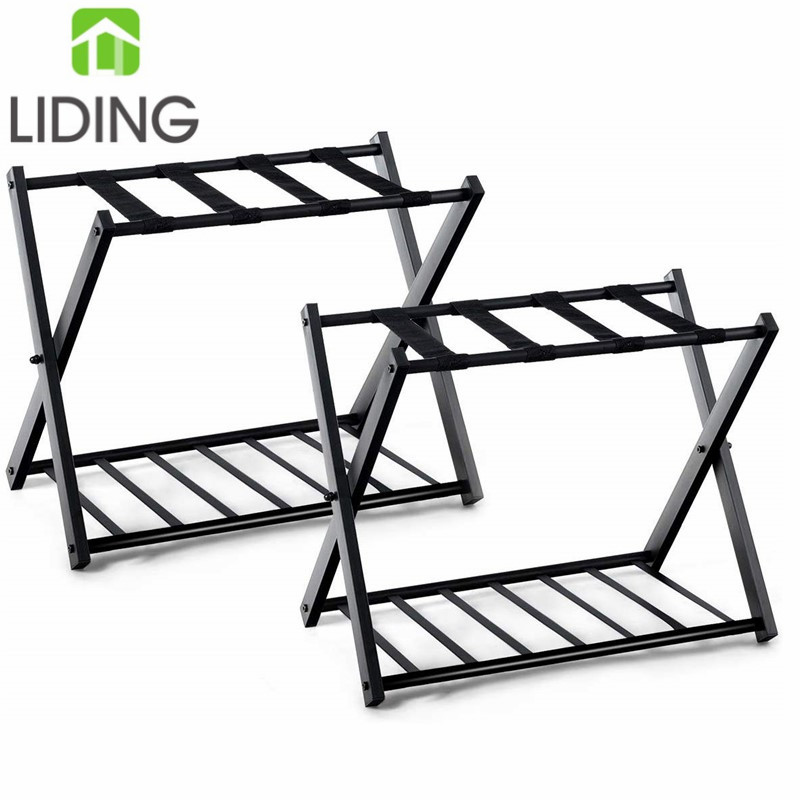 Черная Складная багажная полка для гостиничного номера, деревянная бамбуковая Складная багажная полка