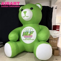 Mascotte d'ours bleu gonflable en tissu Oxford avec logo imprimé sur mesure, ours géant gonflable mignon pour la promotion de la marque lors de festivals