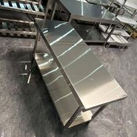 Table de travail de cuisine en acier inoxydable commercial à double niveau avec étagère inférieure et roulettes pour restaurant, hôtel, vente en gros
