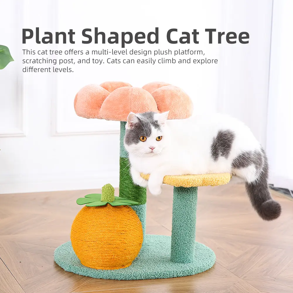 Cat Tree Scratcher Factory Supply Aangepaste Cat Tree Fsc Certificaat Natural Sisal Touw Plant Cat Tree Scratcher