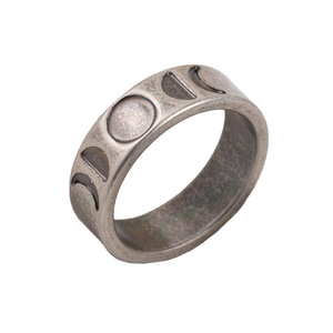 Anillo de Acero Inoxidable con Patrón de Fase Lunar y Acabado en Plata Antigua, Joyería de Moda Unisex, Regalo - Product Image 5