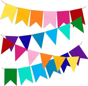 Drapeau triangulaire en feutre coloré, décoration de fête, guirlande en feutre, bannière - Product Image 1