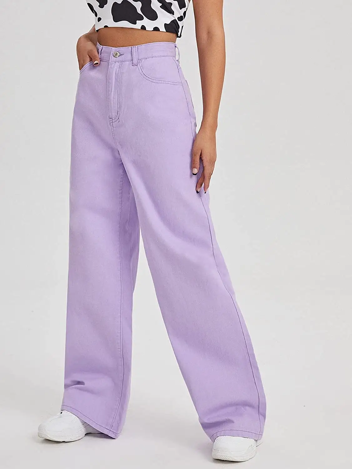 Purple Women's Pants High Waist Loose Straight Denim Jeans Plus Size Women's Clothing High Fashion Jeans