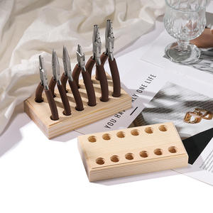 Base de rangement rectangulaire en <span class=keywords><strong>bois</strong></span> pour bijoux et pinces, support à outils décoratif, organisateur de bureau multi-trous, accessoires de perlage DIY - Product Image 1