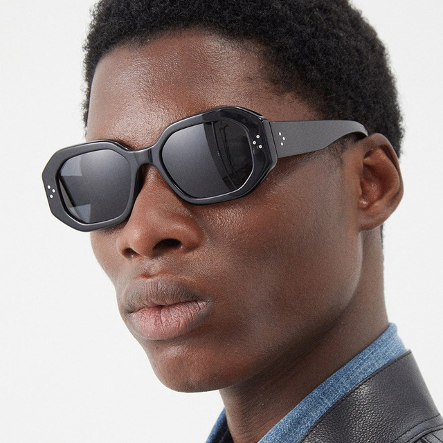 Custom LOGO Y2K Retro Outdoor Sunglasses for Women and Men Blue Black PC Frame Vintage Rivet Polygon Sun Glasses for Driving
