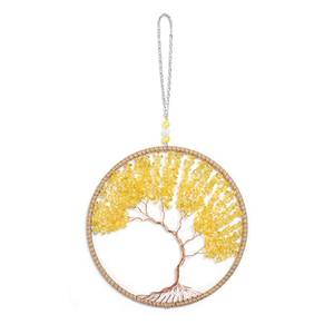 Piedra colorida Árbol de la vida tejido hogar regalo cobre seda grava colgante tallado a mano cristal Chip <span class=keywords><strong>Jade</strong></span> y amatista modelo artesanal - Product Image 2