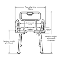 Sièges de douche réglables en hauteur en alliage d'aluminium 1207A-1 avec double revêtement pour personnes âgées - Chaise de douche pour salle de bain