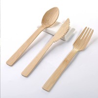 Ensemble de couverts jetables écologiques en bambou pour les voyages, les pique-niques et les fêtes, couteau, fourchette, cuillère
