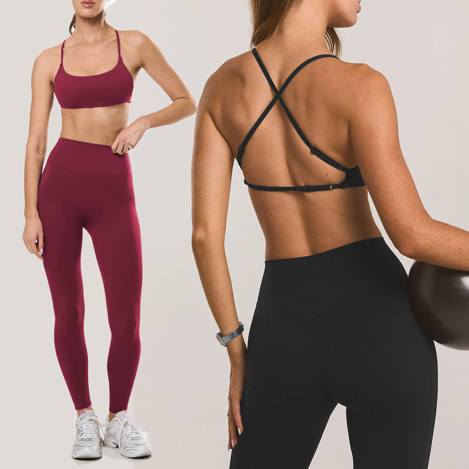 Cross Back Bra High Waist Leggings 4-Way Stretch Yoga Set Women Training Wear Quick Dry Sports Suits