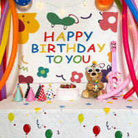 Toile de fond d'anniversaire à thème dessin animé, décoration de fête d'anniversaire pour enfants, tapisserie photo suspendue, accessoires d'ambiance