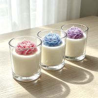 Moderne Blumenförmige Aromatherapie-Sojakerze im Glasgefäß, Sauber Brennend, für Zuhause, Spa, Feiertage, Hochzeit, Valentinstag, Bars, Großhandel