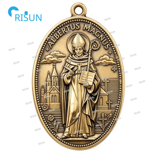 Collier pendentif médaillon personnalisé Saint <span class=keywords><strong>Albert</strong></span> le Grand, saint patron catholique, avec centre de chapelet - Product Image 5