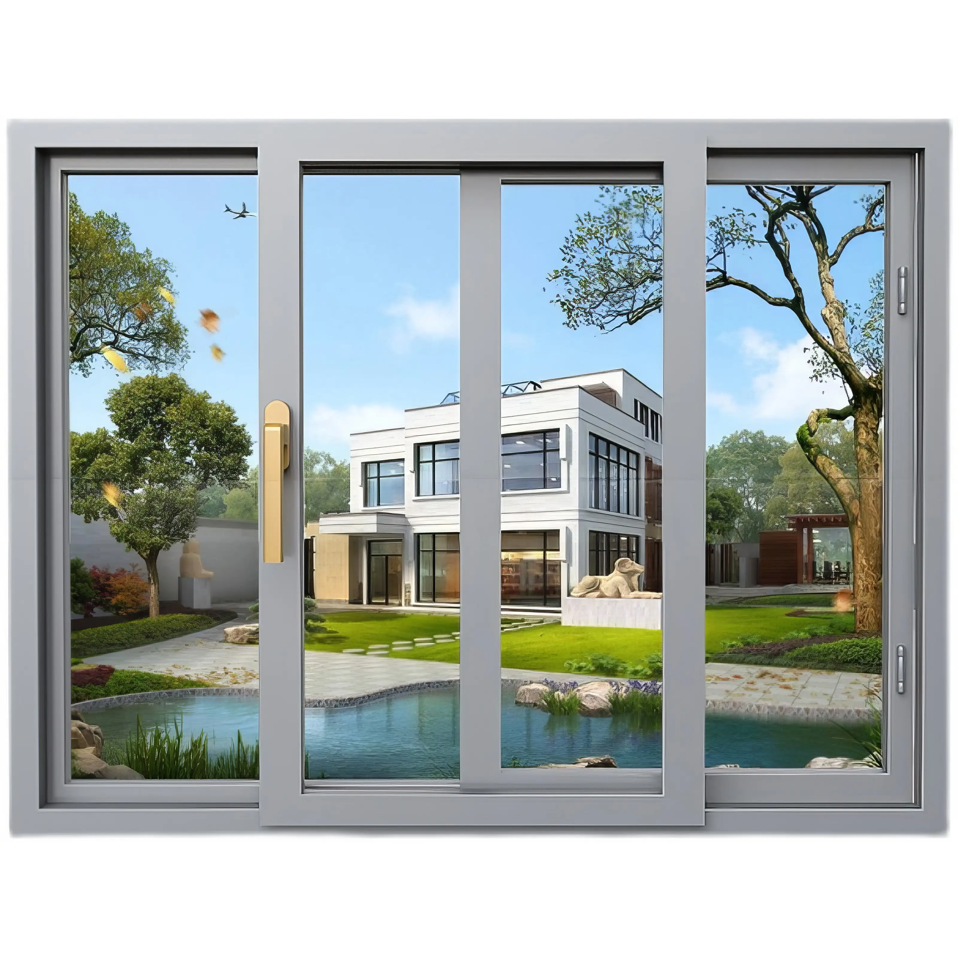 Aluminiumfenster rahmenloses faltfenster: Panoramafenster mit Glaslegierung Balkonvorhangfenster
